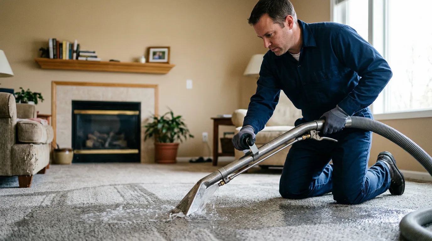 Water damage restoration technician working near Glandorf, OH